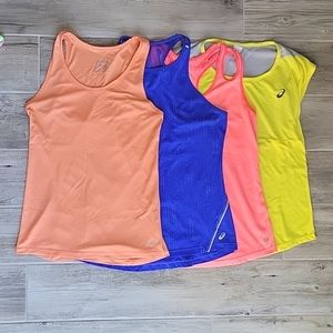 Bundle 4 workout tank tops. (3) Asics, (1) Layer 8